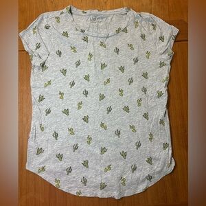 LOFT Gray Tee with Cactus Design